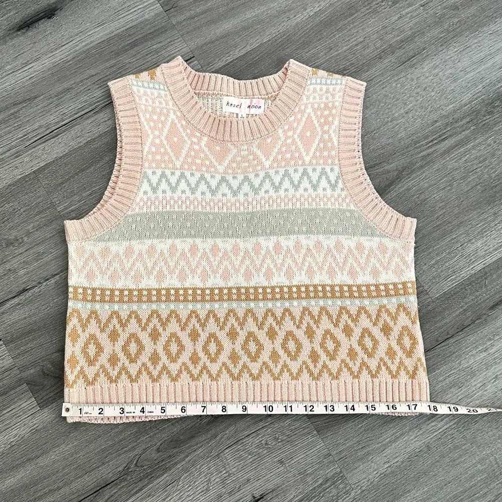 Hazel Moon Sweater Vest Knit Top Pink - Picture 7 of 10